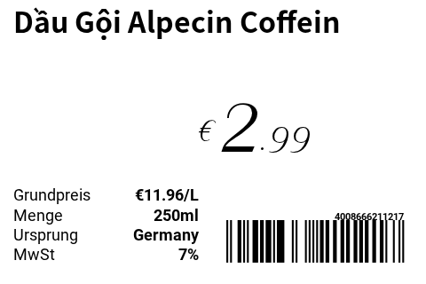 Dầu Gội Alpecin Coffein