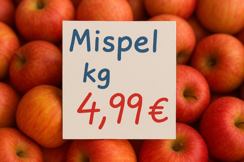 Handgeschriebenes Preisschild